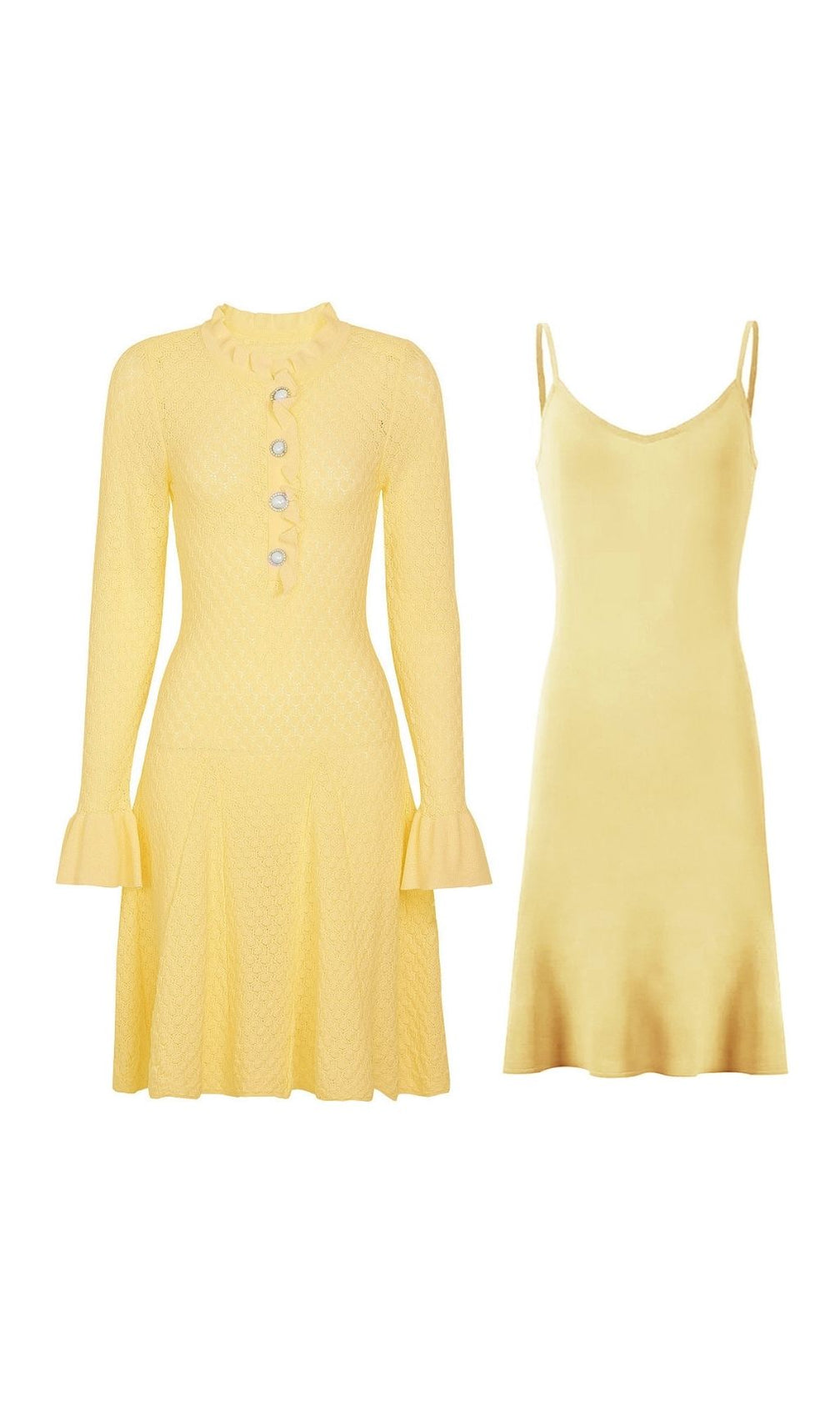 Kaveri Knit Long Sleeve Mini Dress - Chic Yellow Sweater Dress for Women