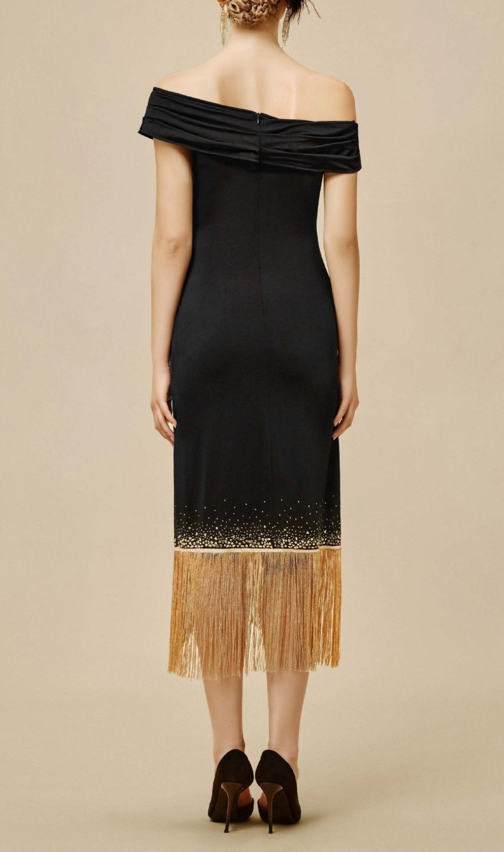 Koda Gold Tassel Diamante Bandage Midi Dress