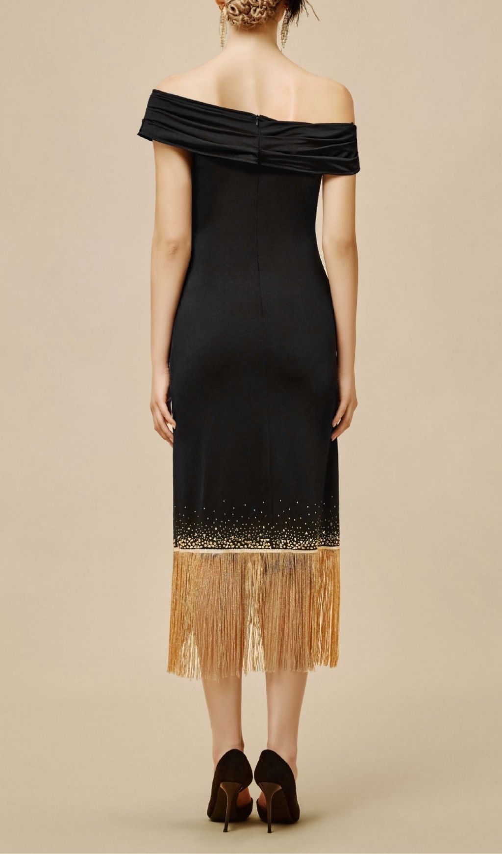 Koda Gold Tassel Diamante Bandage Midi Dress