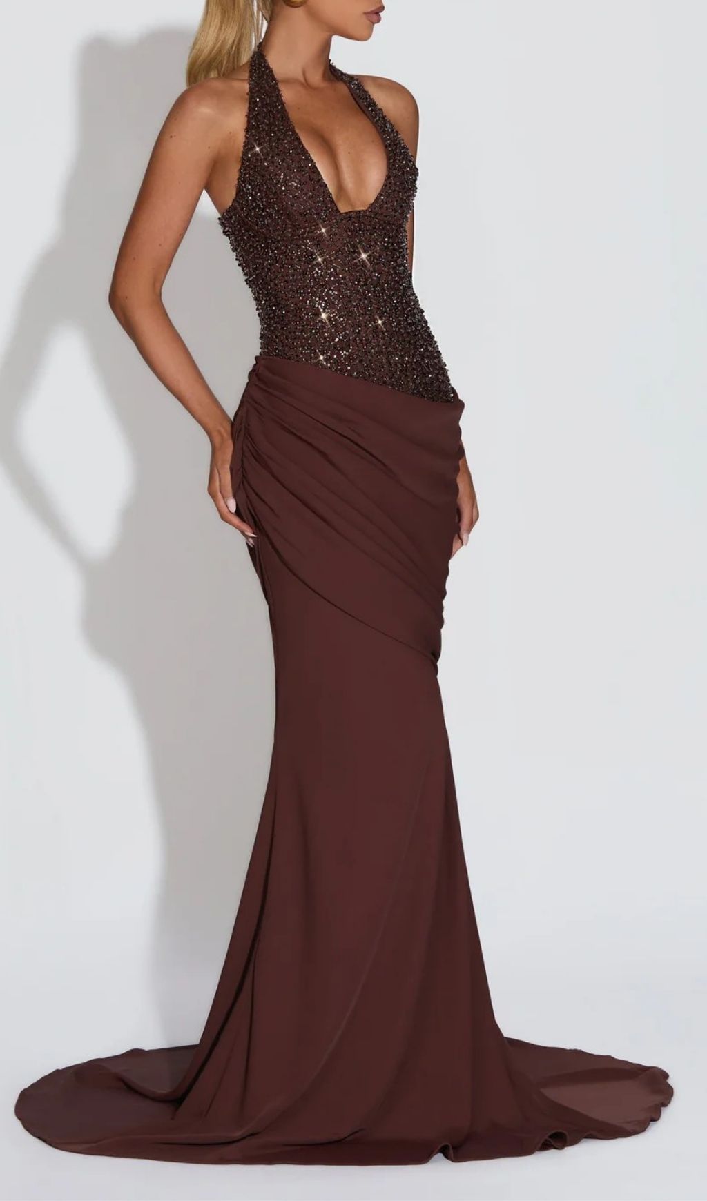 Anisij Sparkling Sequin Halter Maxi Gown - Elegant Evening Dress