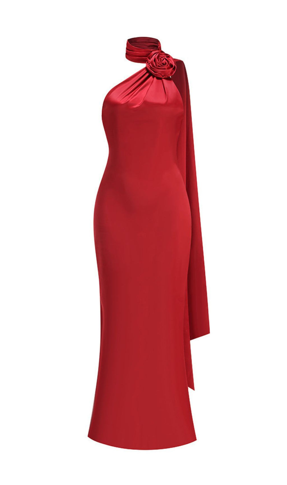 Carmelo Red Flower Halter Maxi Dress