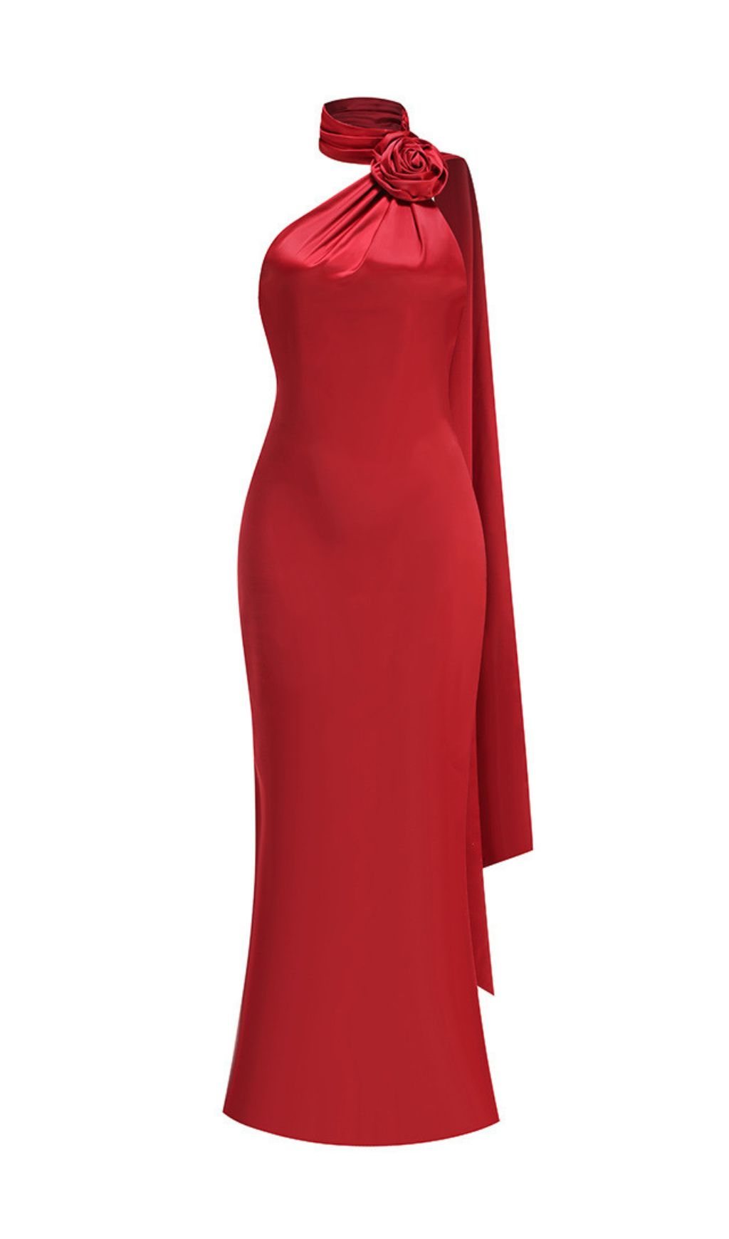 Carmelo Red Flower Halter Maxi Dress