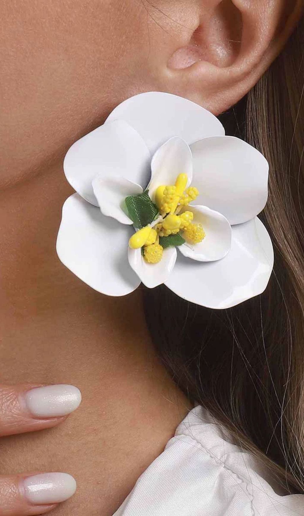 Jovia White Flower Statement Earrings | Elegant Floral Chic for Women