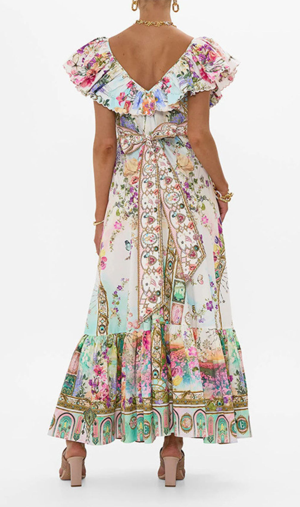 Girija Deep V-Neck Floral Printed Maxi Dress