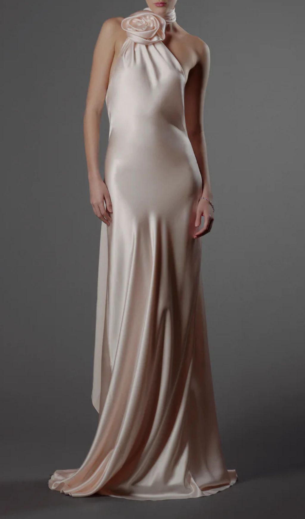 Carmelo Pink Flower Halter Maxi Dress