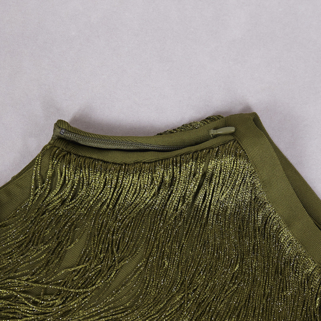 Horatia Tassel Two-Piece Set | Elegant Textured Satin Ensemble