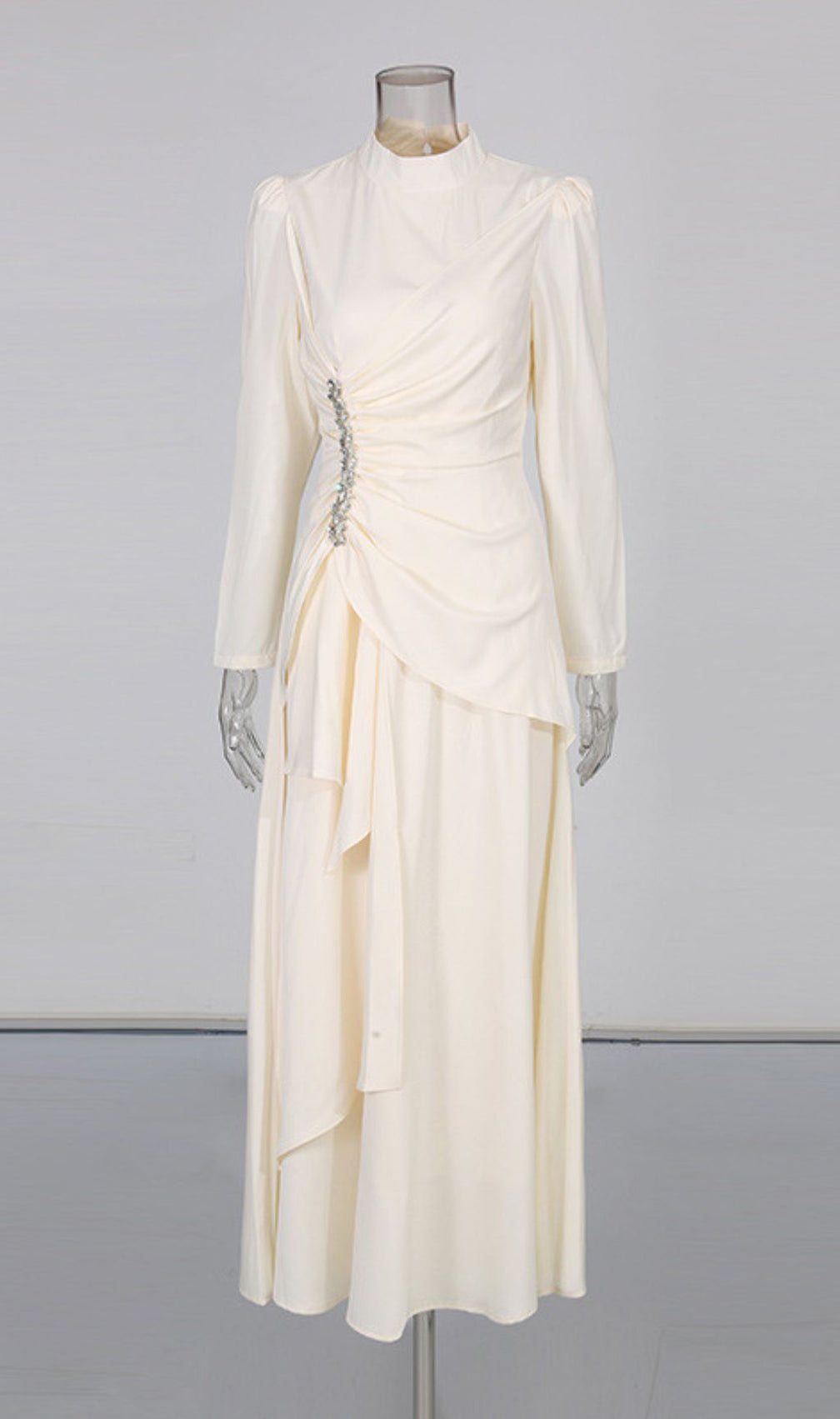 Glamorous Izdihar Brown Satin Diamante Maxi Dress for Special Occasions