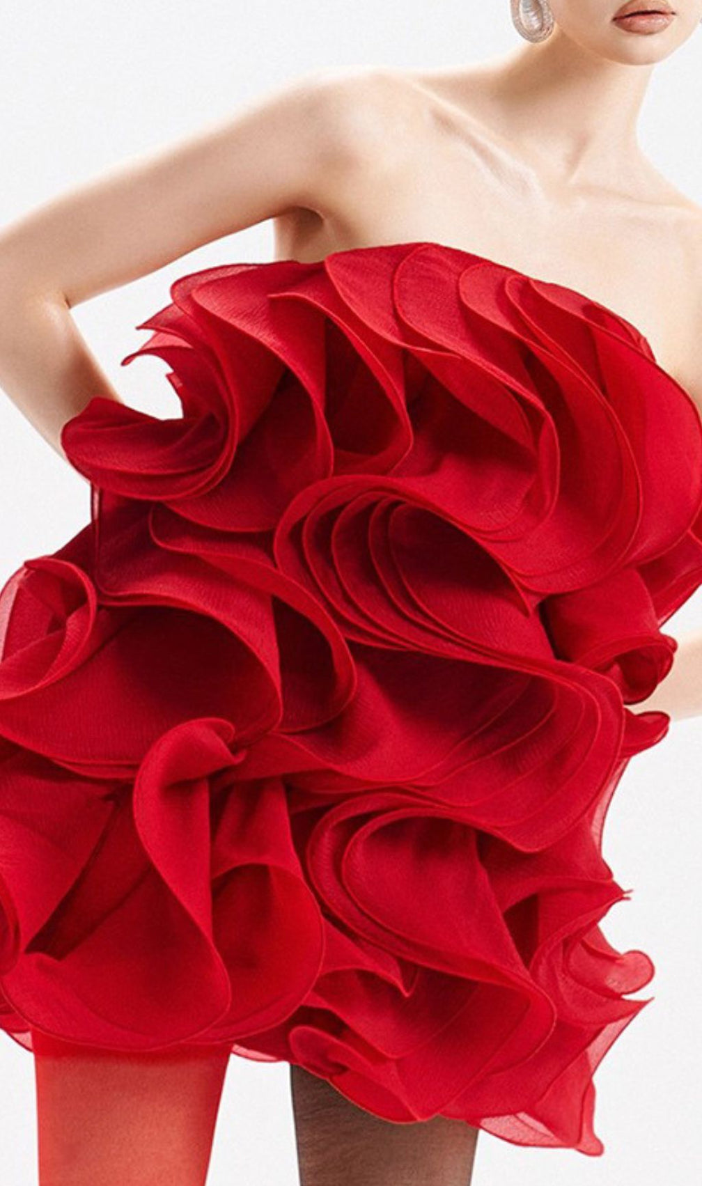 Indiana Red Ruffle Strapless Mini Dress | Vibrant Party & Date Night