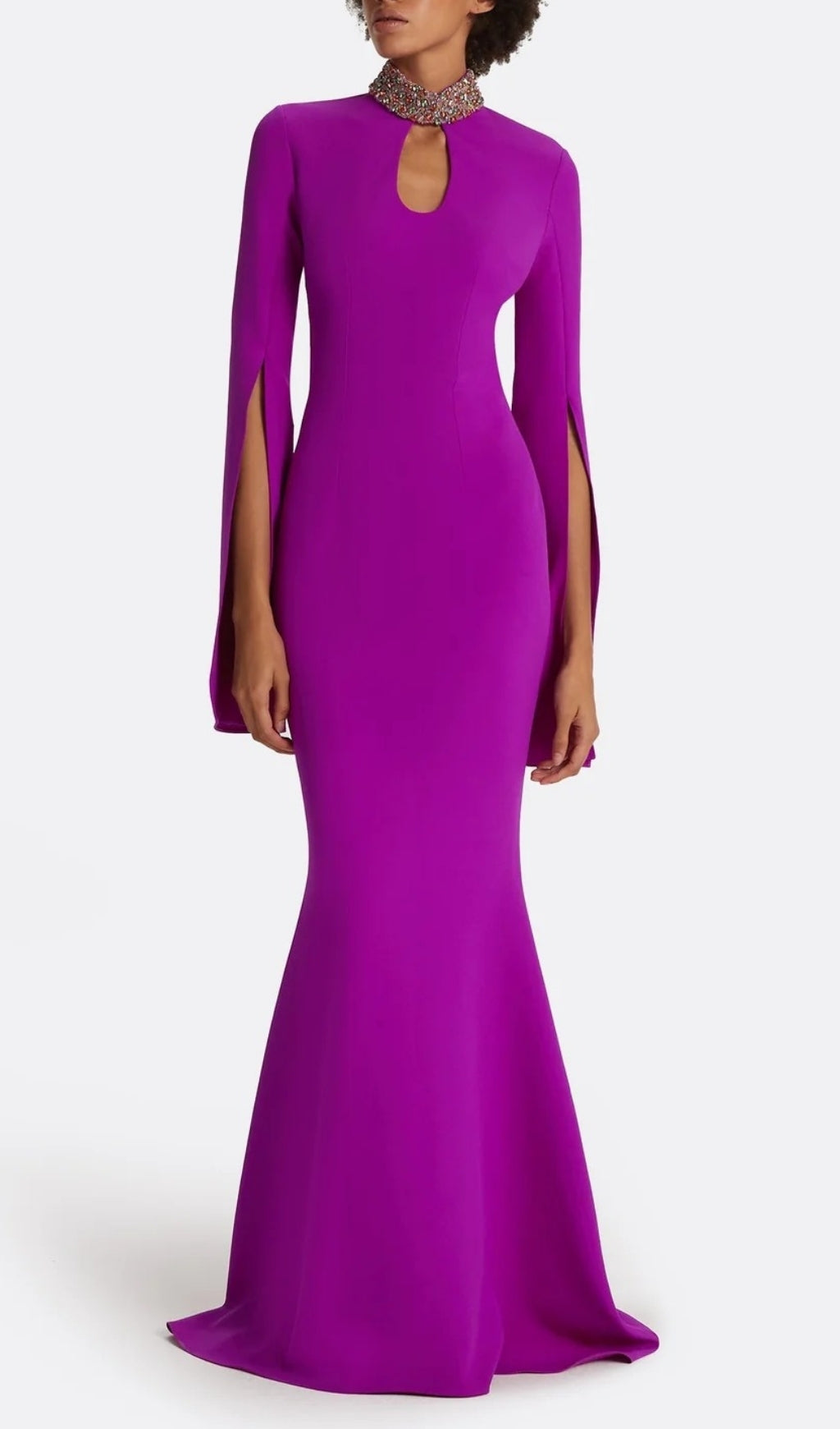 Ellema Purple Long Sleeve Embellished Maxi Dress