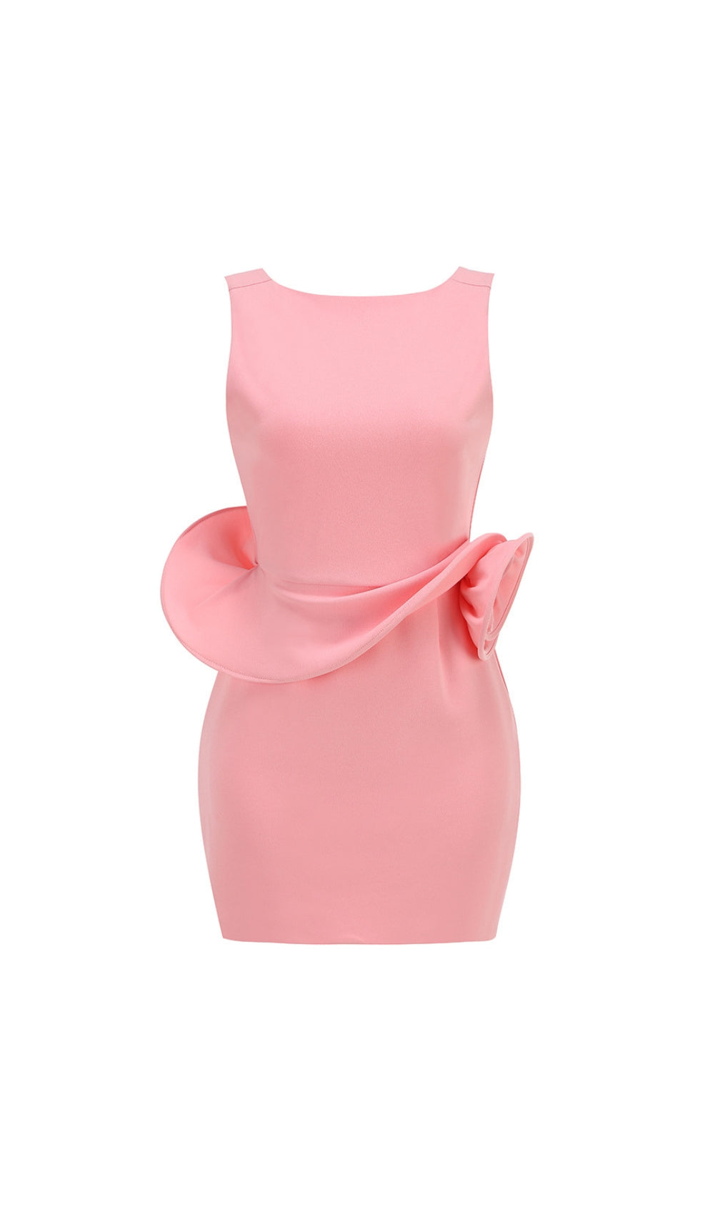 Dovizia Pink Flower Backless Mini Dress