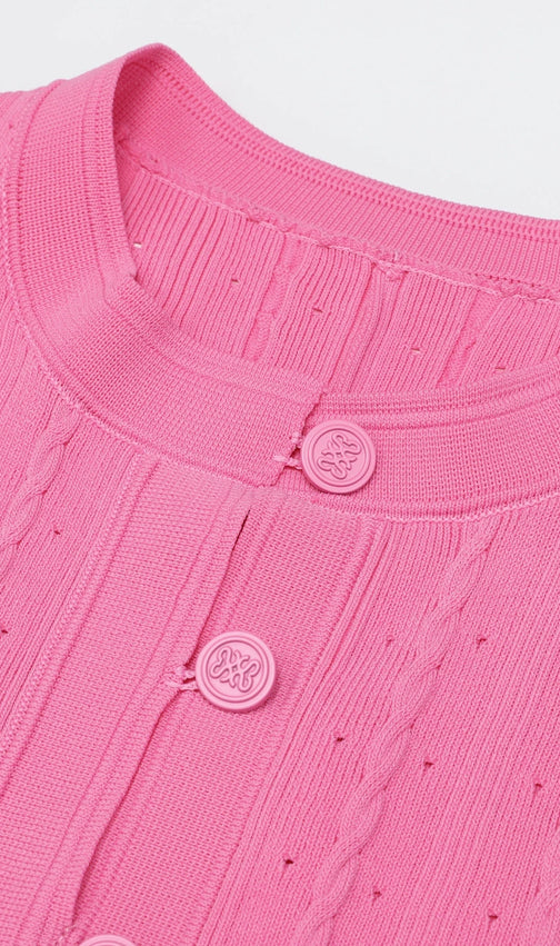 Kilenya Pink Knit Long Sleeve Midi Dress
