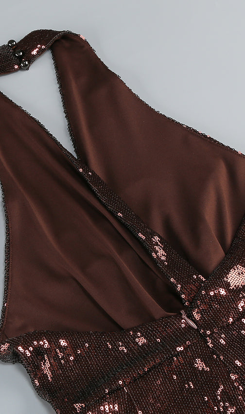 Ikram Glamorous Sequin Halter Jumpsuit for Women | Party & Evening Wear