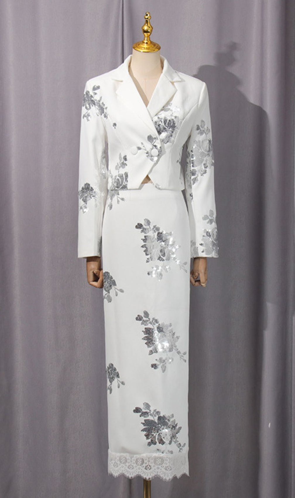 Gonca Sequin Flower Embellished Two-Piece Set