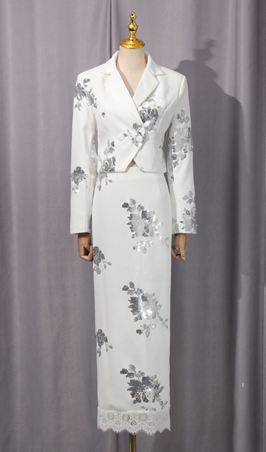 Gonca Sequin Flower Embellished Two-Piece Set