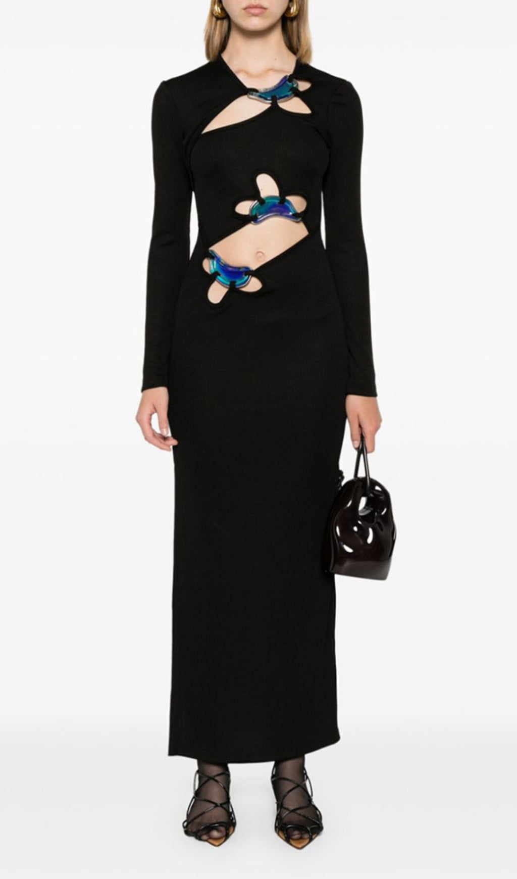 Barbel Black Cutout Long Sleeve Maxi Dress