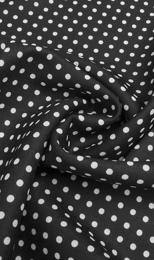 Chic Sheer Polka Dot Long Sleeve Maxi Dress - Black