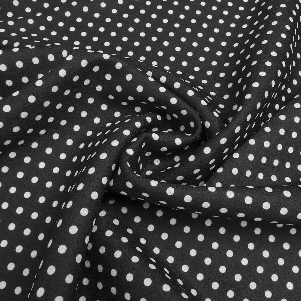 Chic Sheer Polka Dot Long Sleeve Maxi Dress - Black