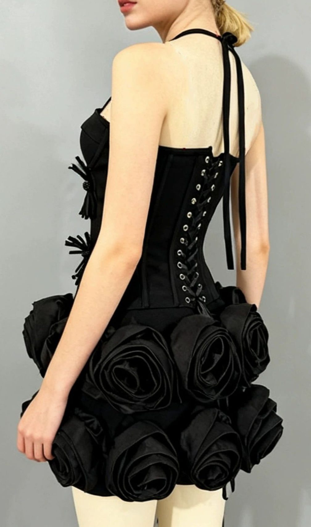 Joslyn Fiery Red Rose & Bandage Corset Two-Piece Set