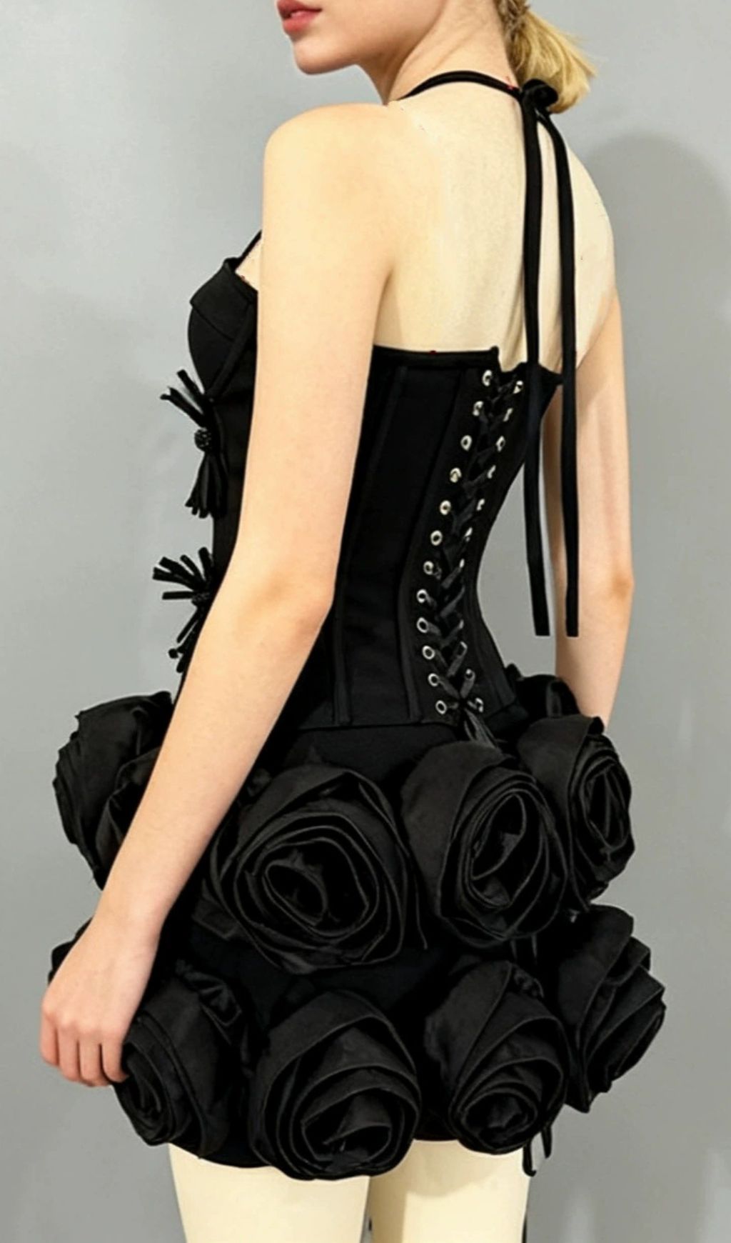 Joslyn Fiery Red Rose & Bandage Corset Two-Piece Set