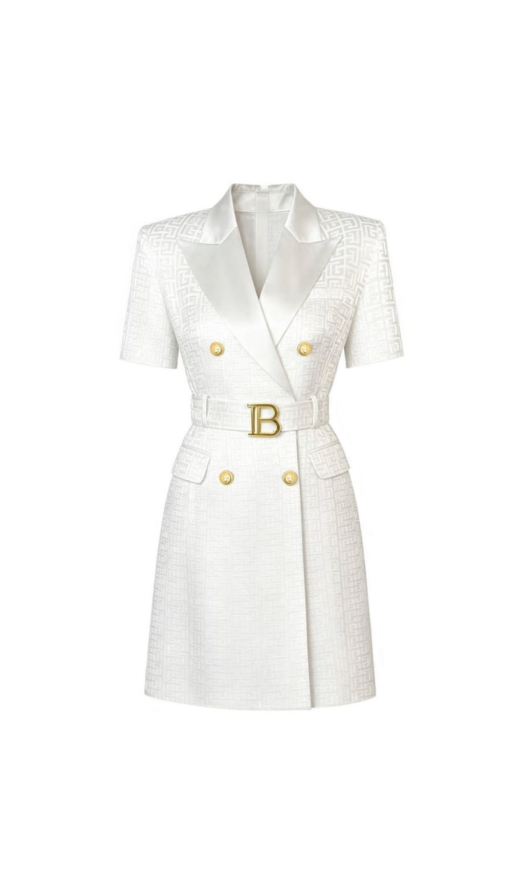 Kimba White Short Sleeve Mini Dress With Belt