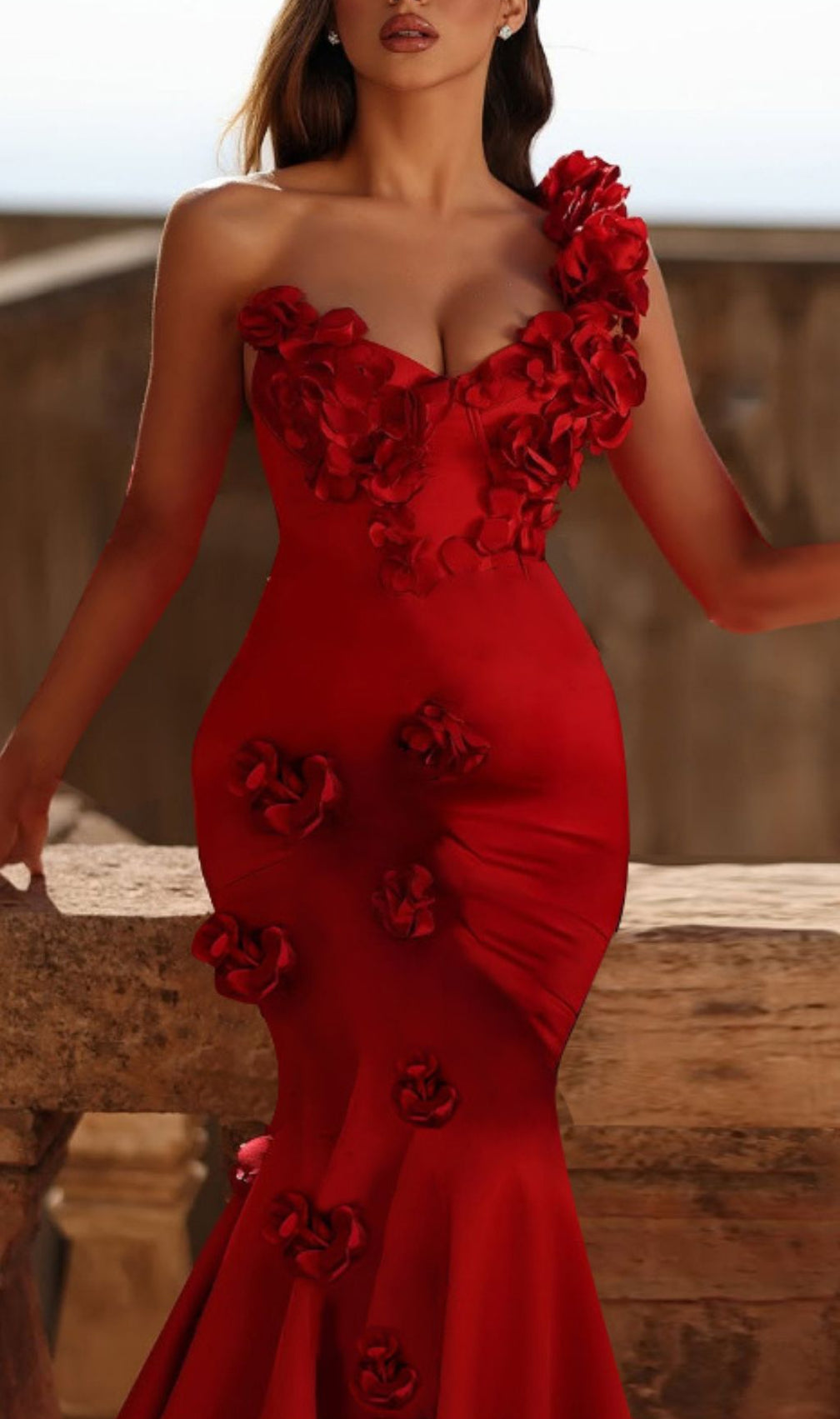Eluned Red Flower Bandage Maxi Dress