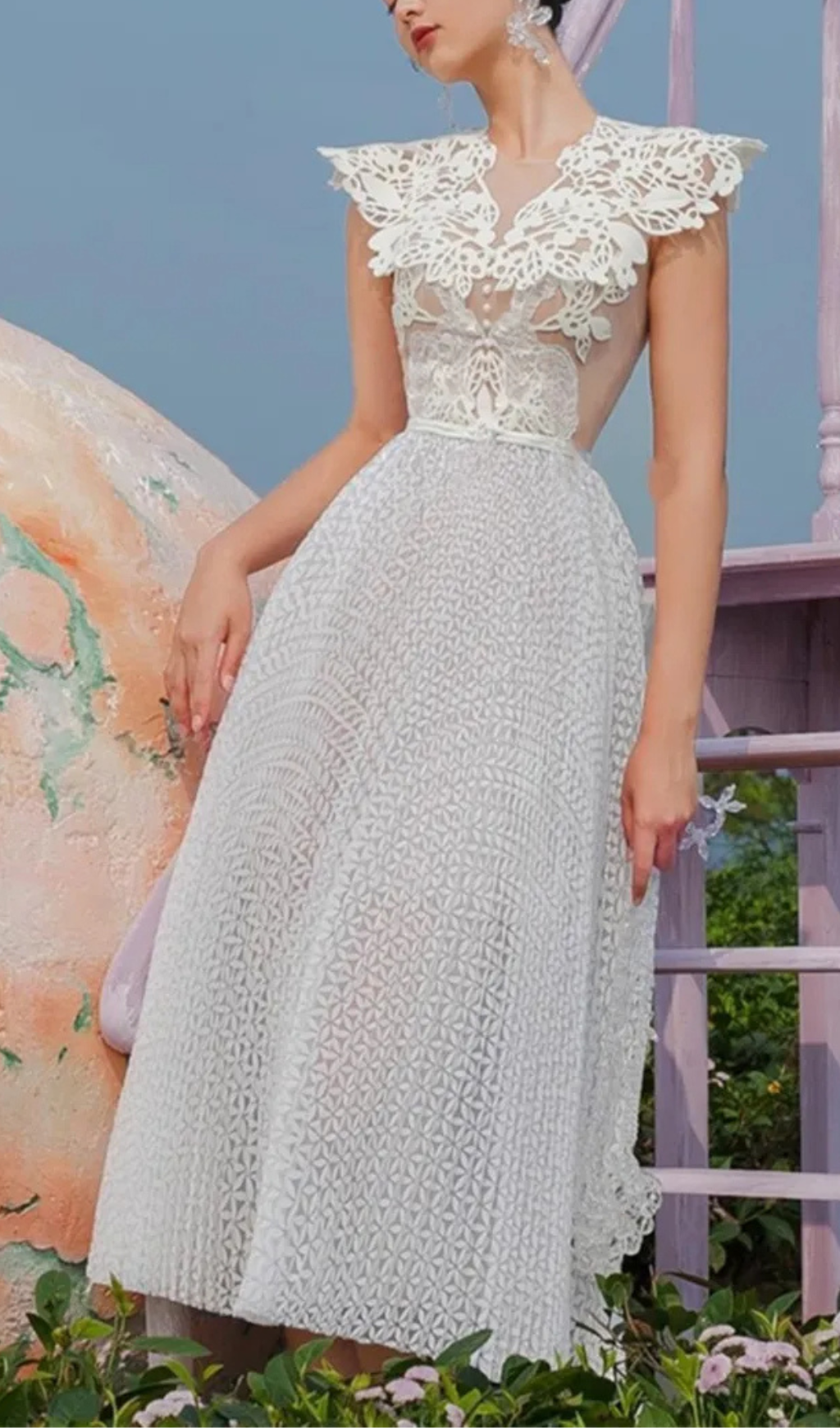 Arnost Lace Floral Midi Dress