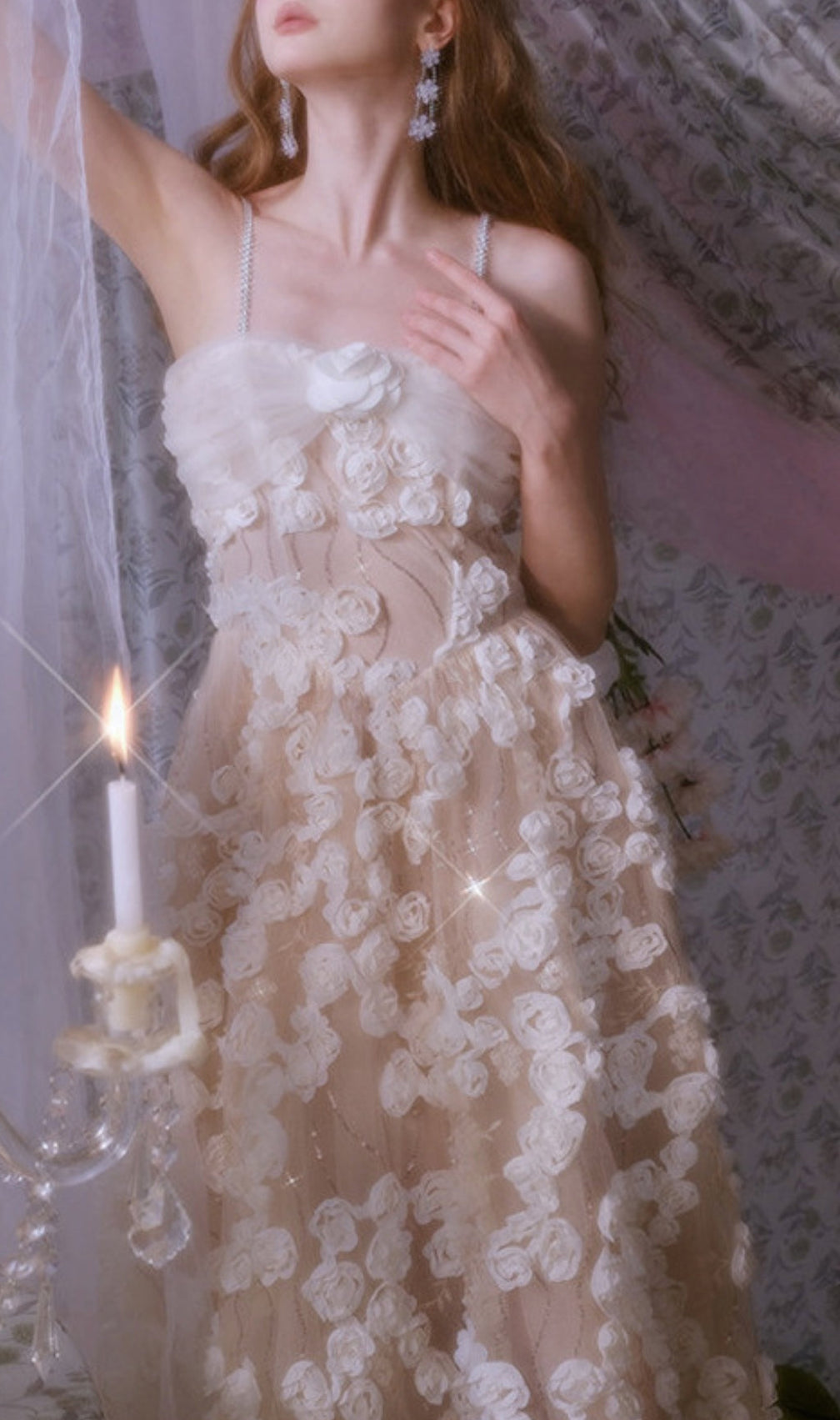 Aphra Floral Rhinestone Midi Dress