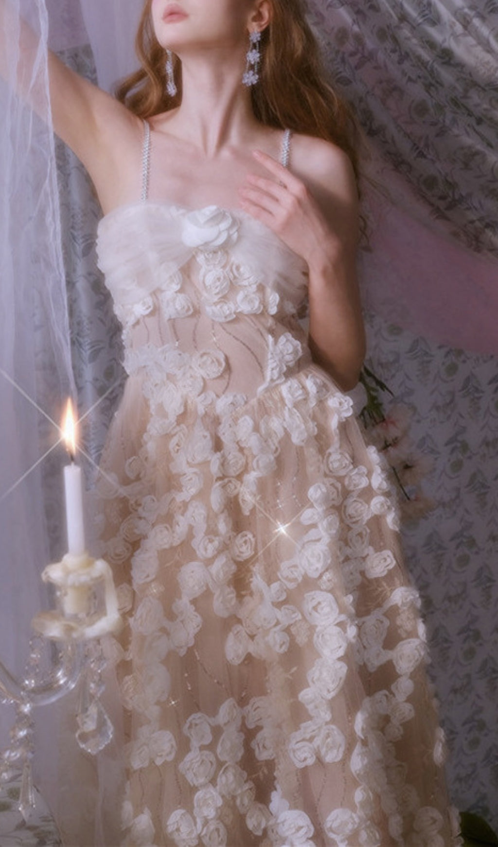 Aphra Floral Rhinestone Midi Dress