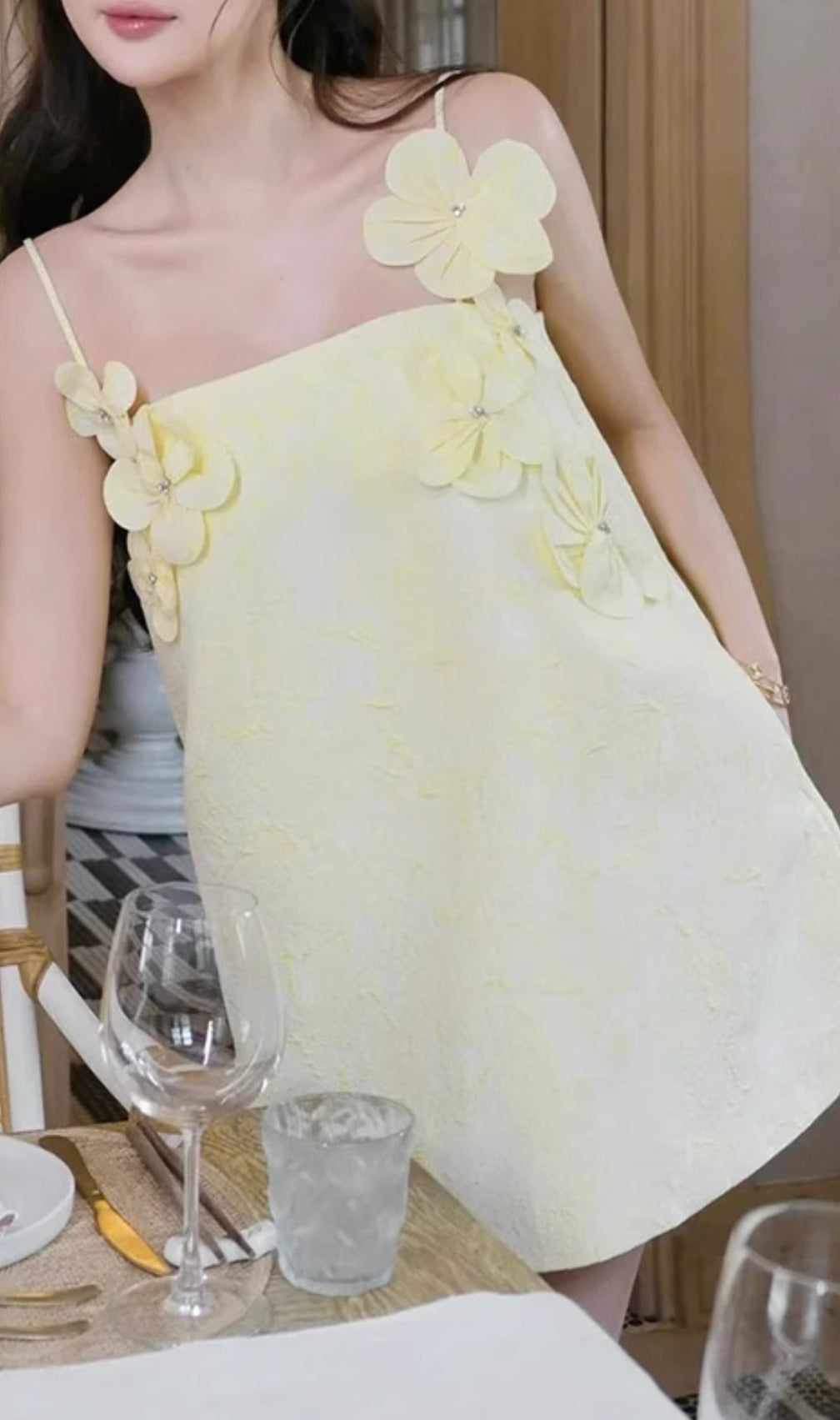 Ella Yellow Flower Mini Dress