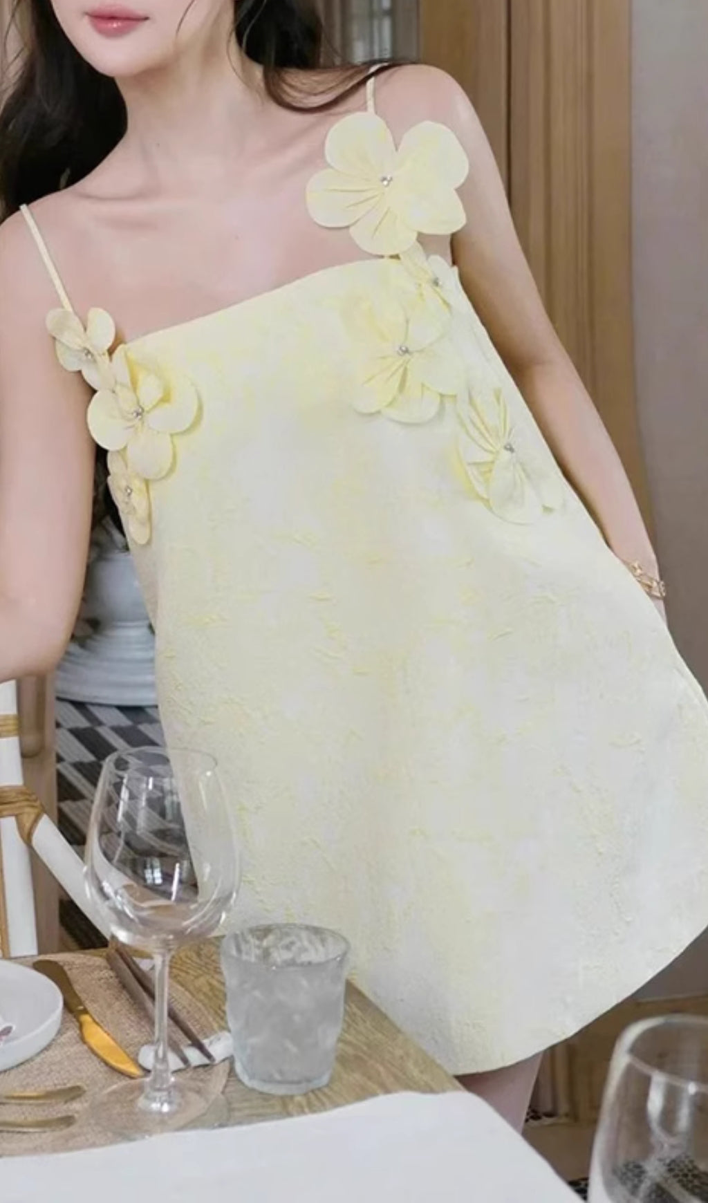 Ella Yellow Flower Mini Dress