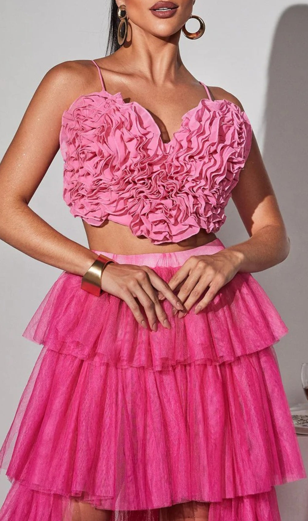 Connie Spaghetti Heart Ruffle Top