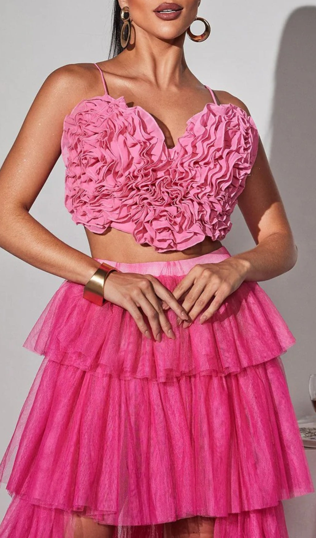 Connie Spaghetti Heart Ruffle Top