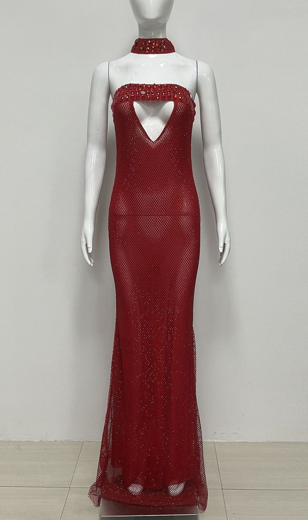 Kerrya Red Diamante Embellished Maxi Gown | Showstopping Formal Dress