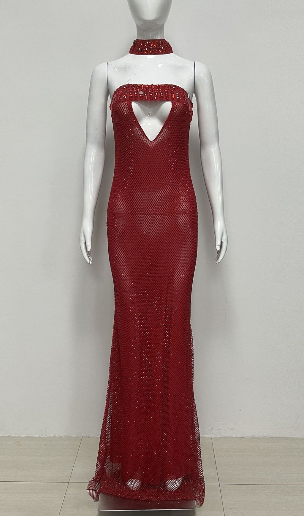 Kerrya Red Diamante Embellished Maxi Gown | Showstopping Formal Dress