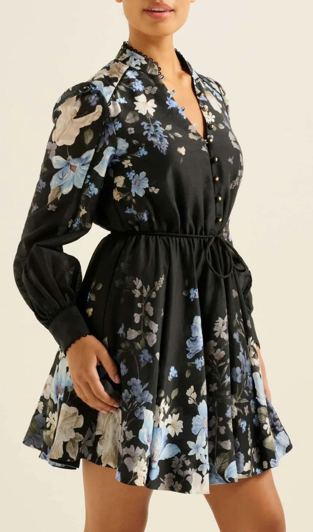 Gayatri Flower Printed Long Sleeve Mini Dress