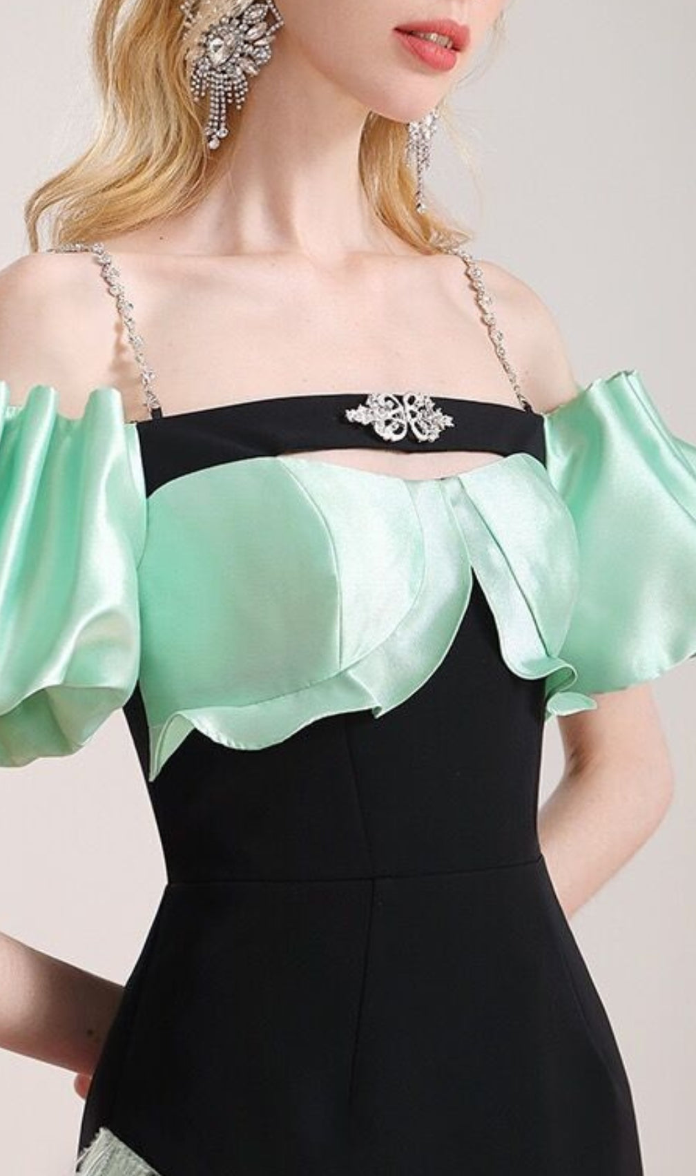 Cielo Black Off-Shoulder Feather Mini Dress