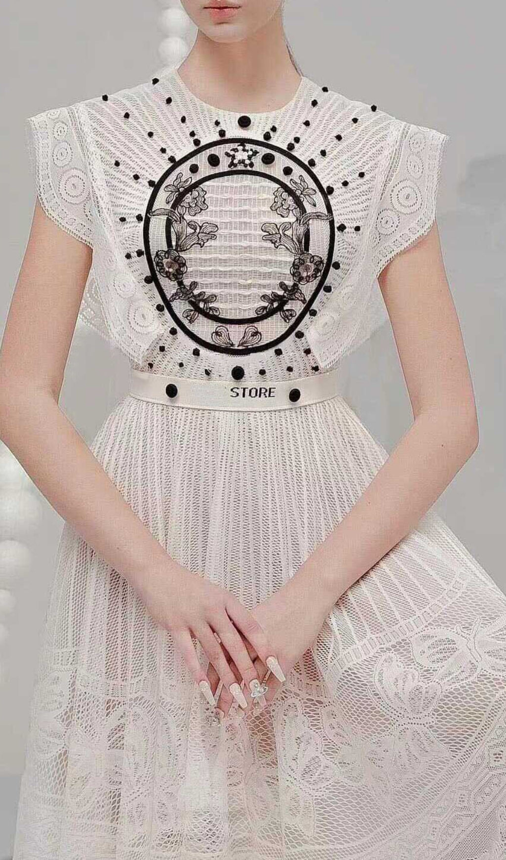Arrayah White Embroidery Midi Dress