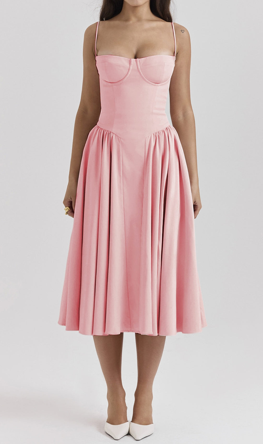 Dextra Pink Strappy Midi Dress