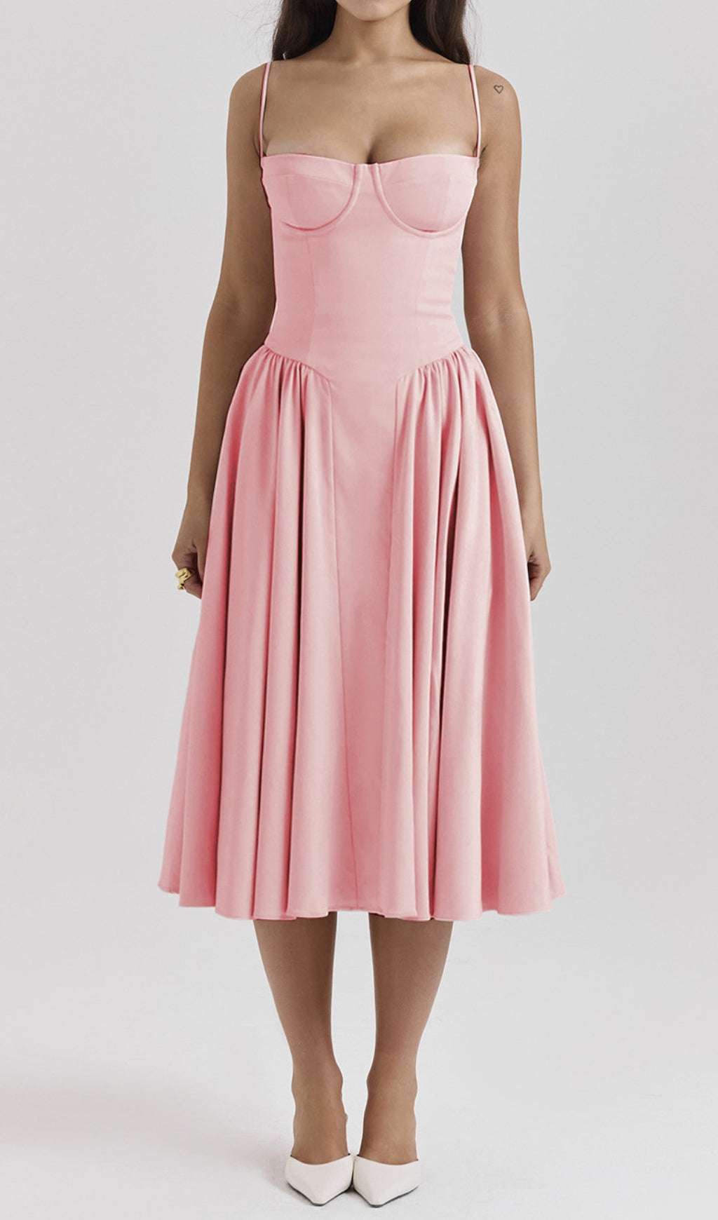 Dextra Pink Strappy Midi Dress
