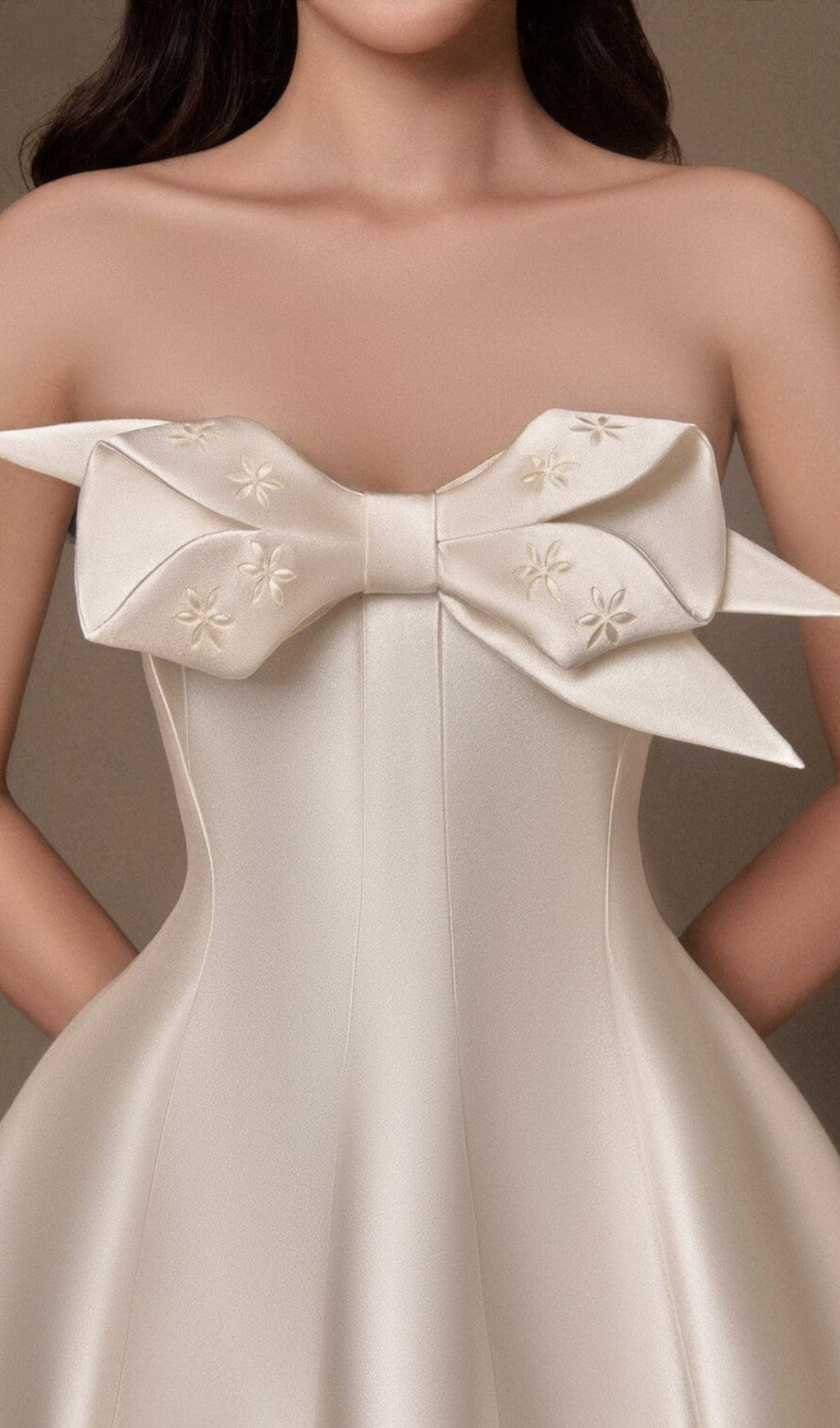 Avani Flared Semi-Heart Neck Taffeta Dress