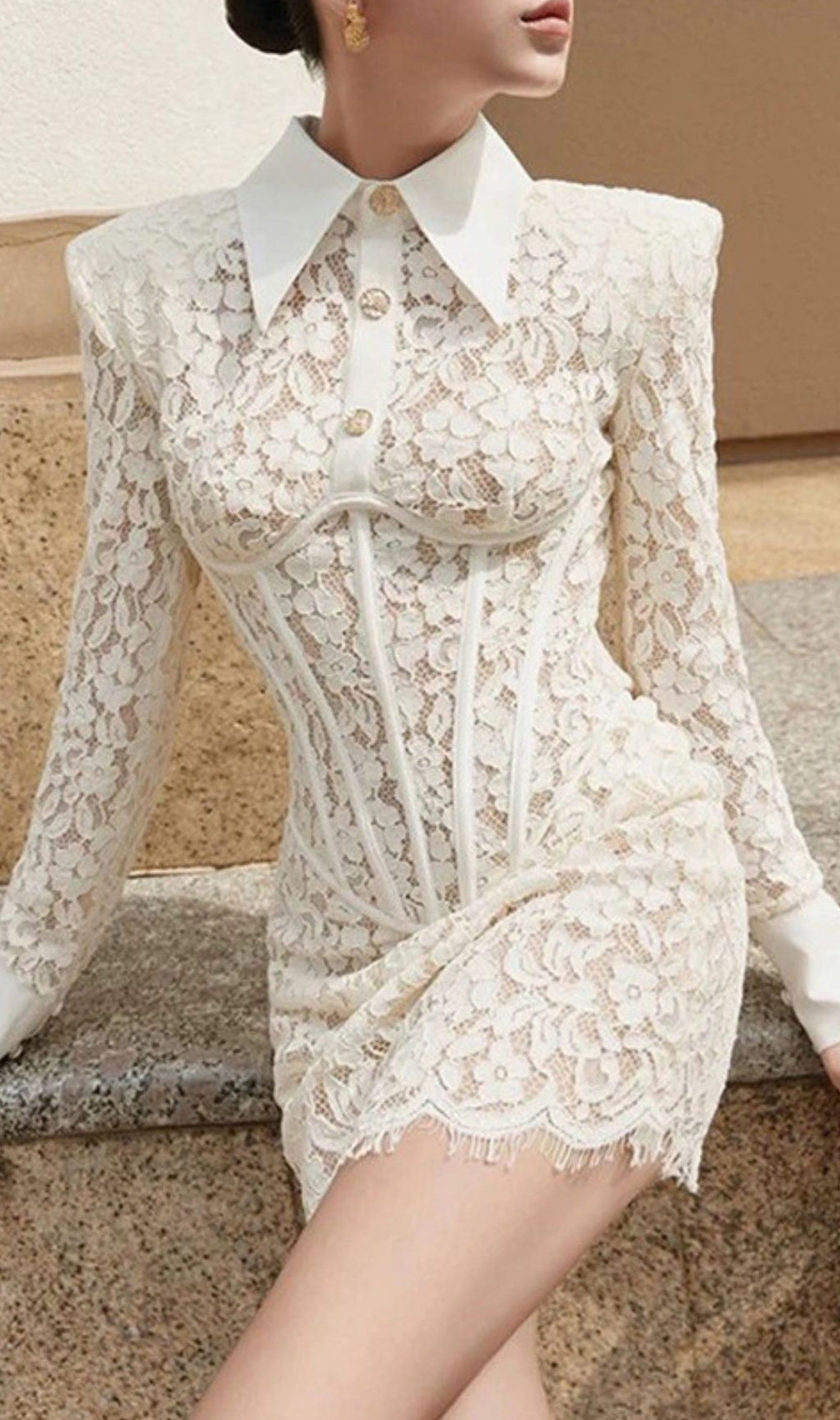Kaley White Lace Corset Mini Dress | Elegant Bridal & Party Style