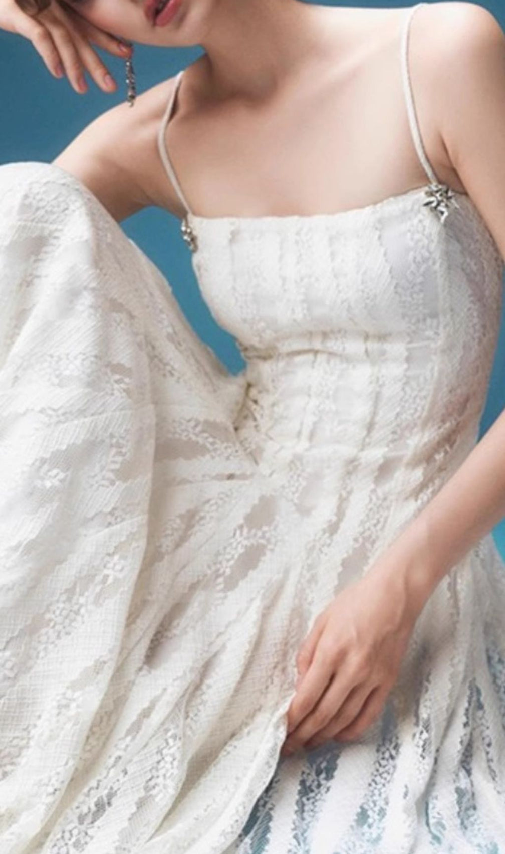 Jnyah Ethereal Lace Maxi Dress - Romantic Bohemian Strappy Gown