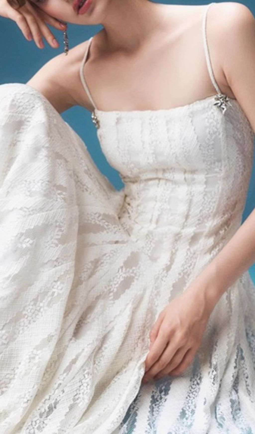 Jnyah Ethereal Lace Maxi Dress - Romantic Bohemian Strappy Gown