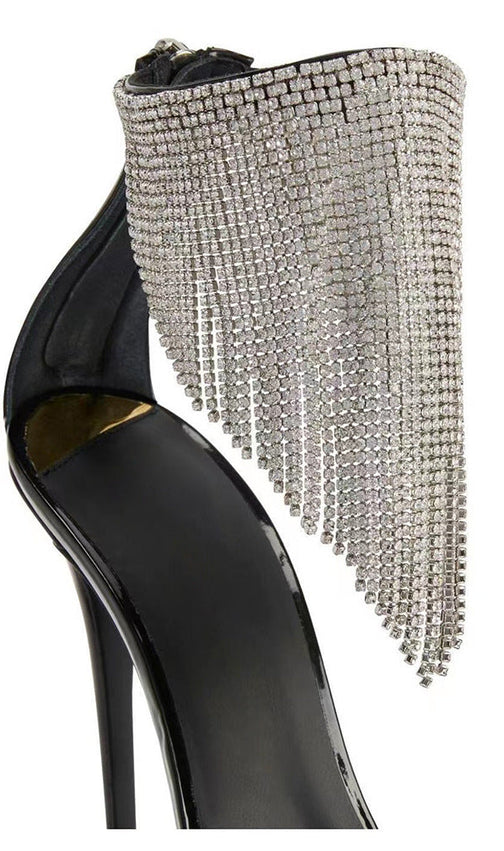 Crystal Tassel Heels In Black