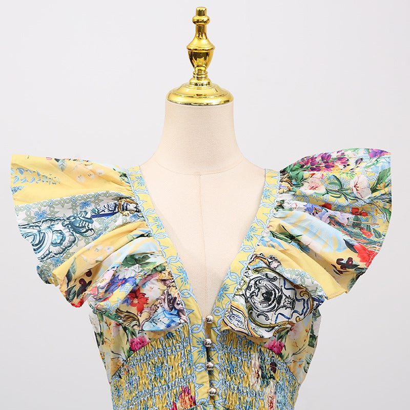 Gelsey Floral Printed V-Neck Maxi Dress