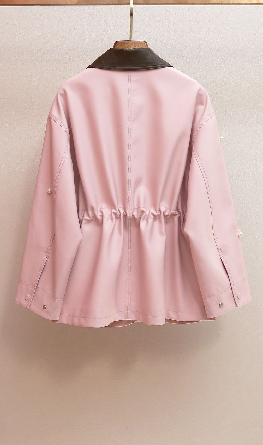 Chic Pink Pearl Embellished Utility Jacket - Harita Collection