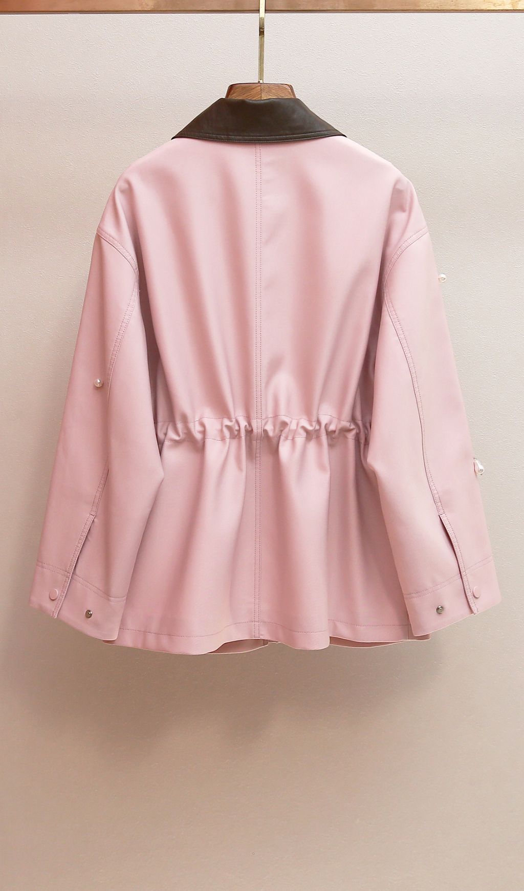 Chic Pink Pearl Embellished Utility Jacket - Harita Collection