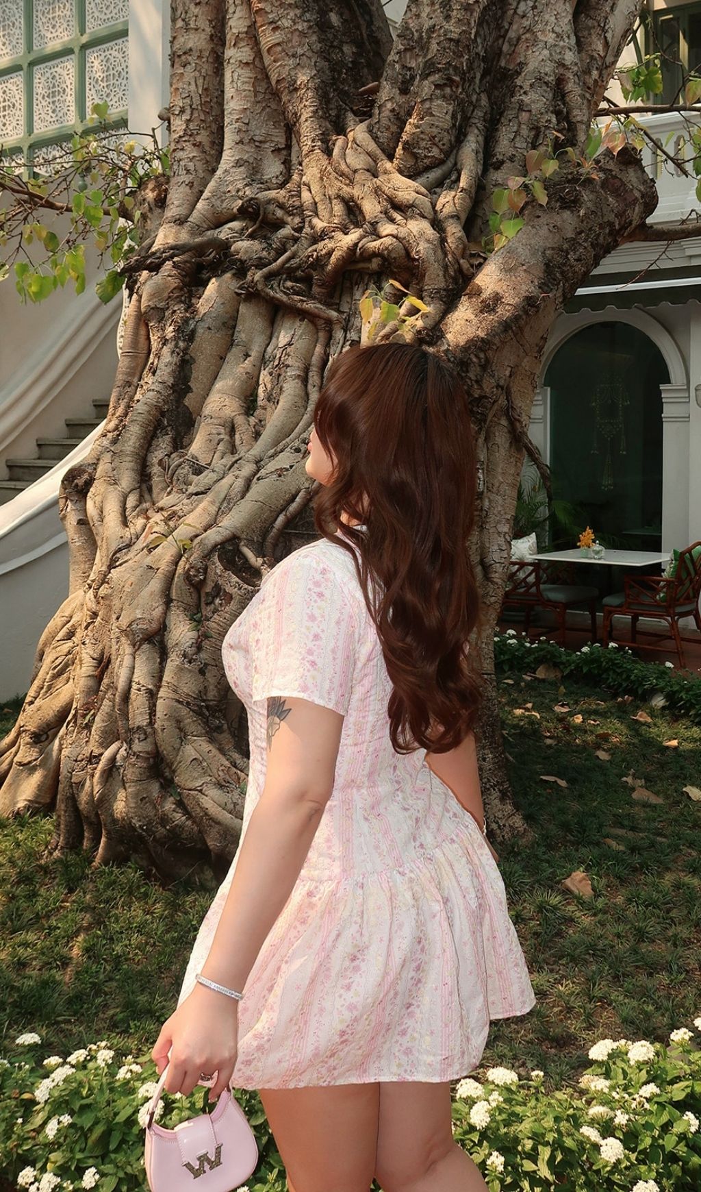 Laibah Pink Floral Plus Size Mini Dress