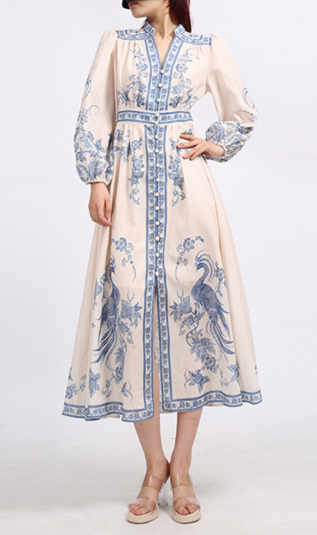 Emilee Printed Long Sleeve Midi Dress