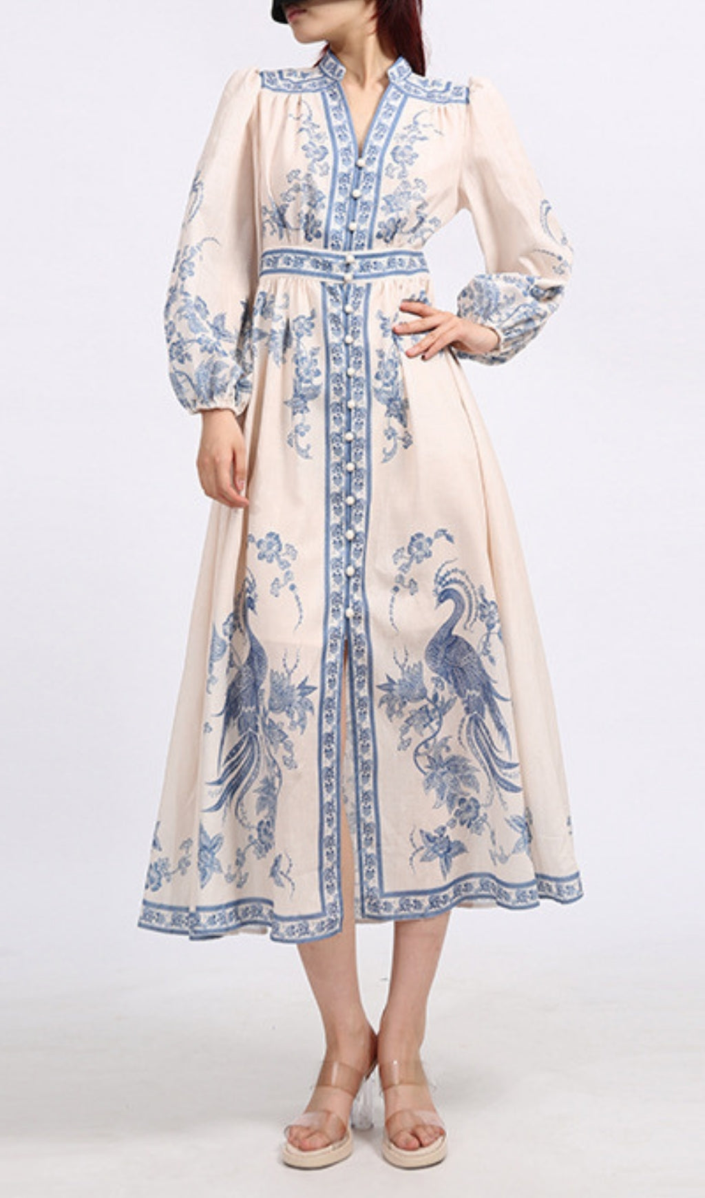 Emilee Printed Long Sleeve Midi Dress